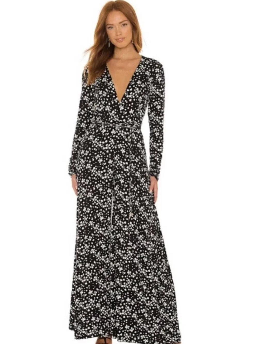 Free People Printed Effortless Wide Leg Jumpsuit Dark Combo Womens 0 Small